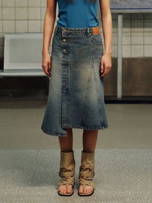 Unbalance Midi Denim Skirt VJ6SS369_2color