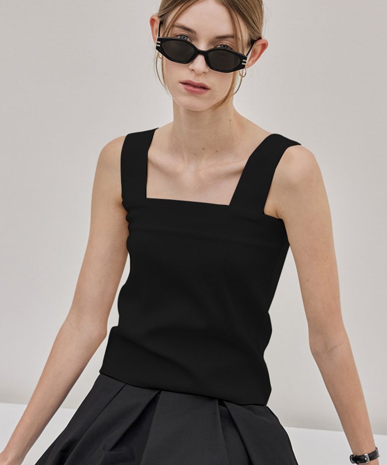 Wool Knit Sleeveless Top_Black