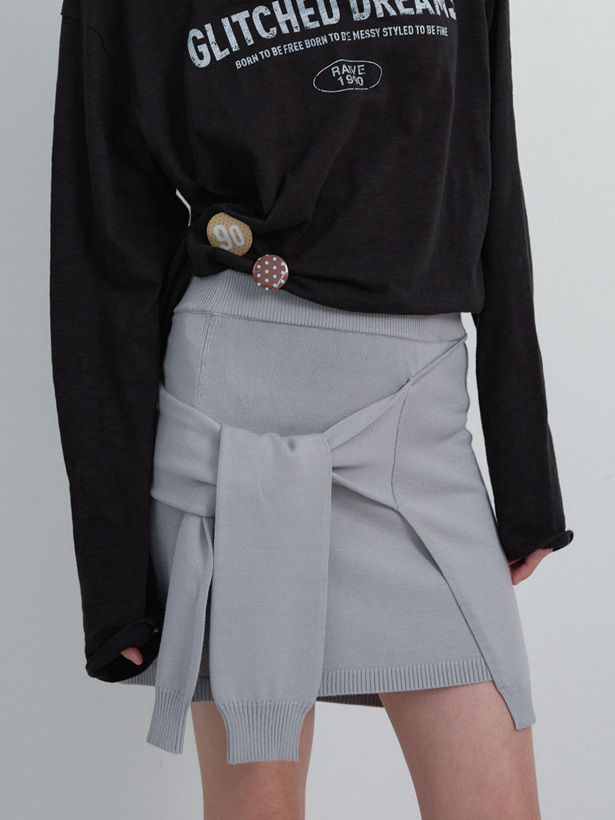 레이브(RAIVE) Tied Layered Knit Skirt VK6SS352_2color