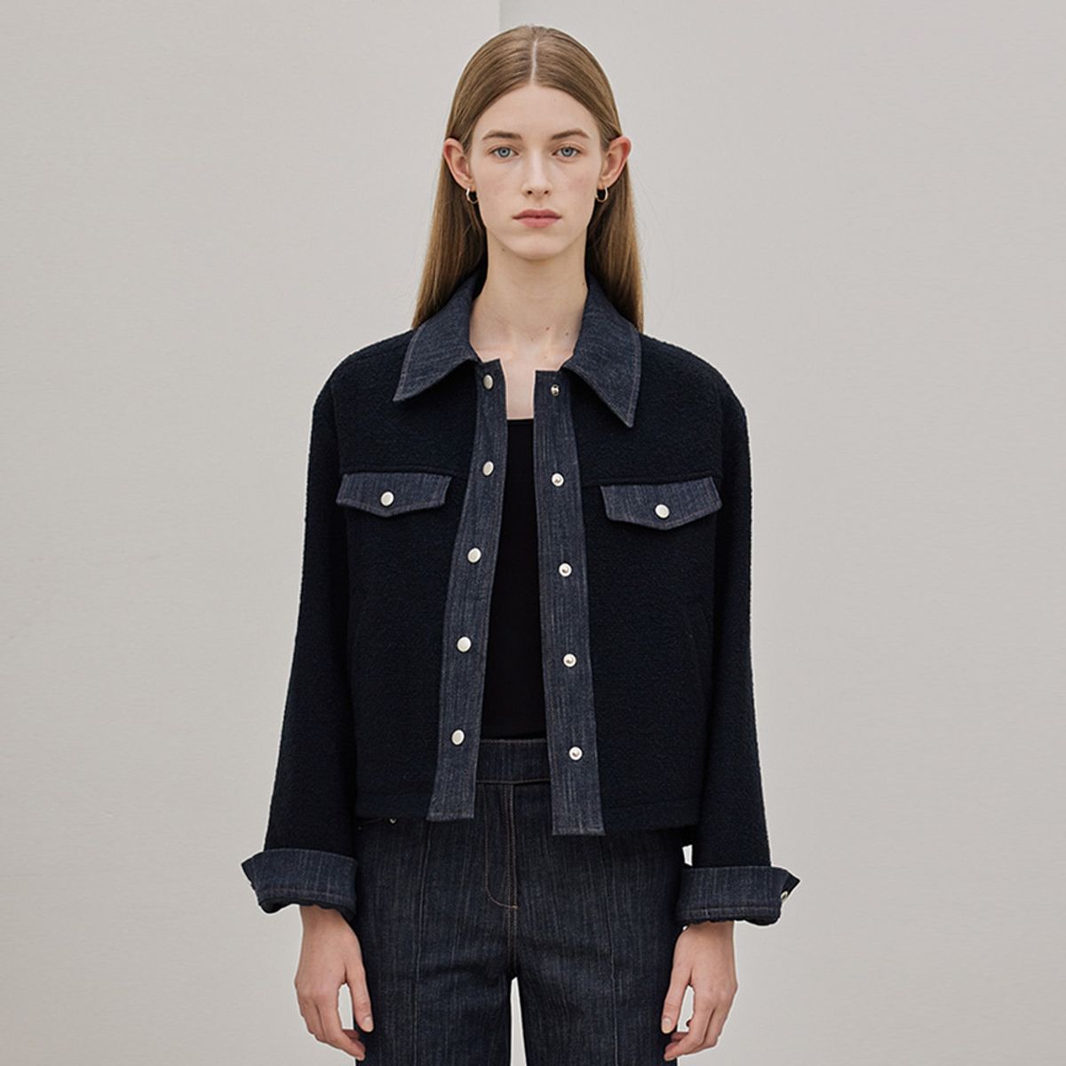 히이크(HYYK) Wool Pocket Denim Jacket_Dark Navy