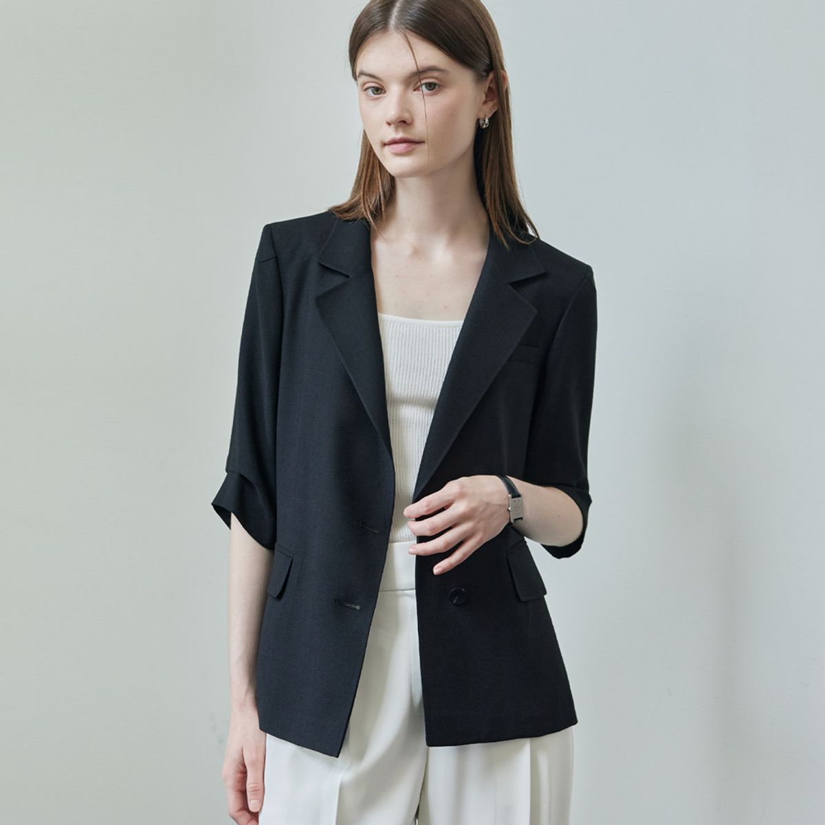 히이크(HYYK) Tuck Sleeve Tailoring Jacket_Black