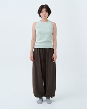 우든 비즈 하렘 팬츠 (브라운)