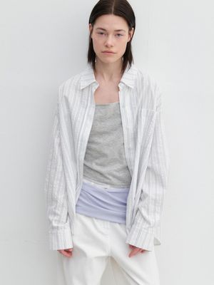 AN MULTI STRIPE COTTON OVERSIZE SHIRT S (BL-4406)