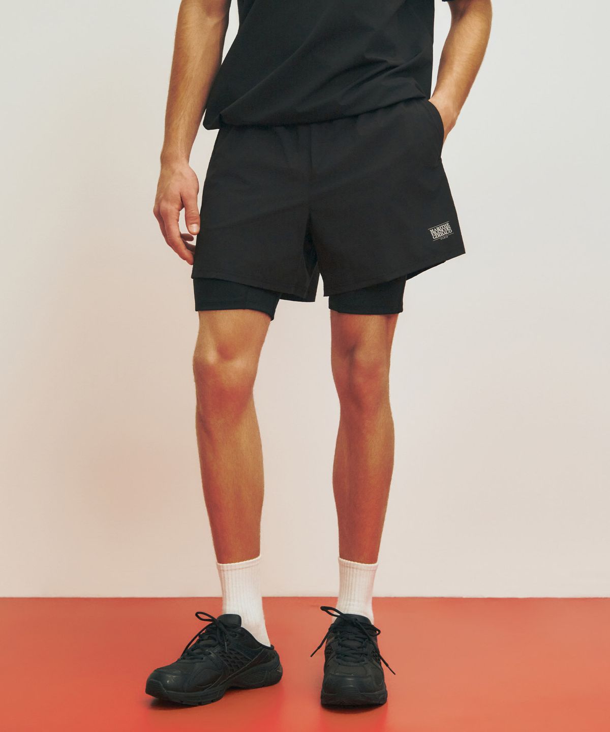 마리떼 스포츠(MARITHÉ SPORT) MARITHE SPORT M DOUBLE-LAYER SHORTS black