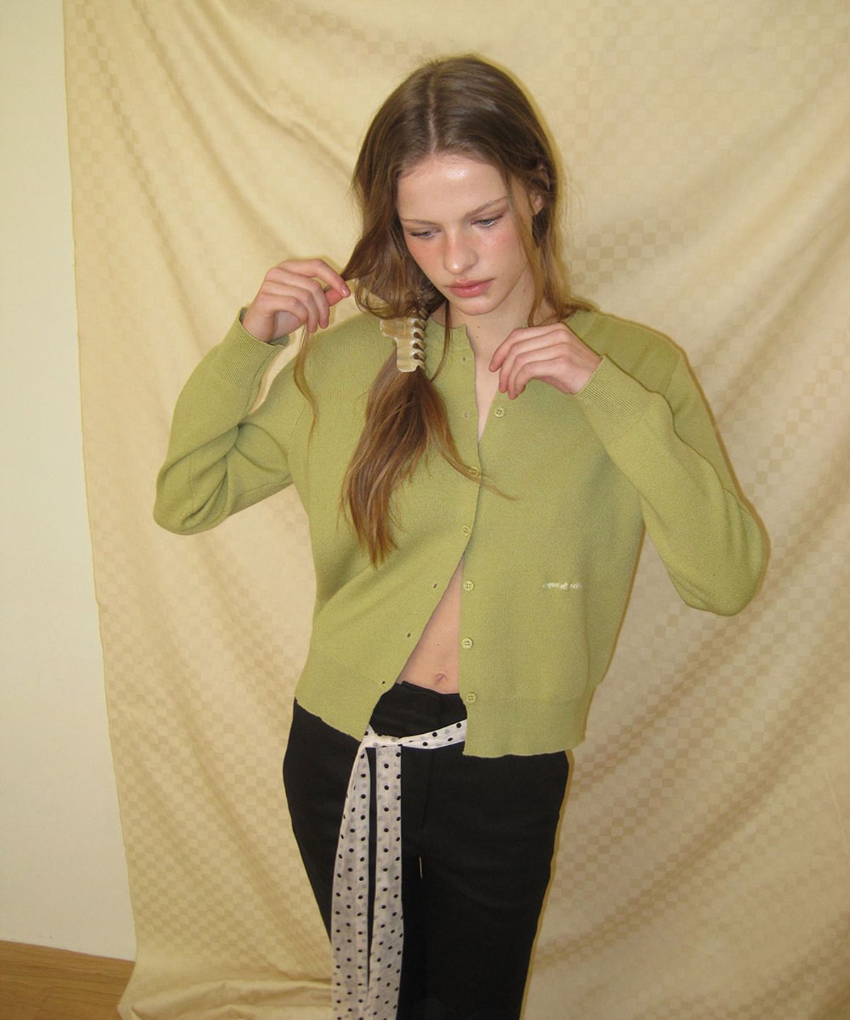 어패럴아카이브(APPAREL ARCHIVE) Post round cardigan - Olive