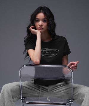 W STITCH LOGO REGULAR FIT T-SHIRTS [BLACK]