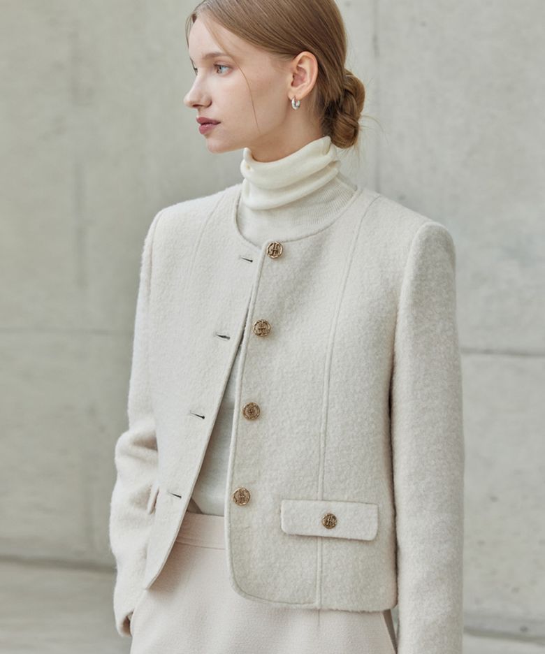 Alpaca Stitch Jacket_Cream Beige