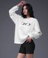 W HALFTONE LOGO OVER FIT LONG SLEEVE [WHITE]