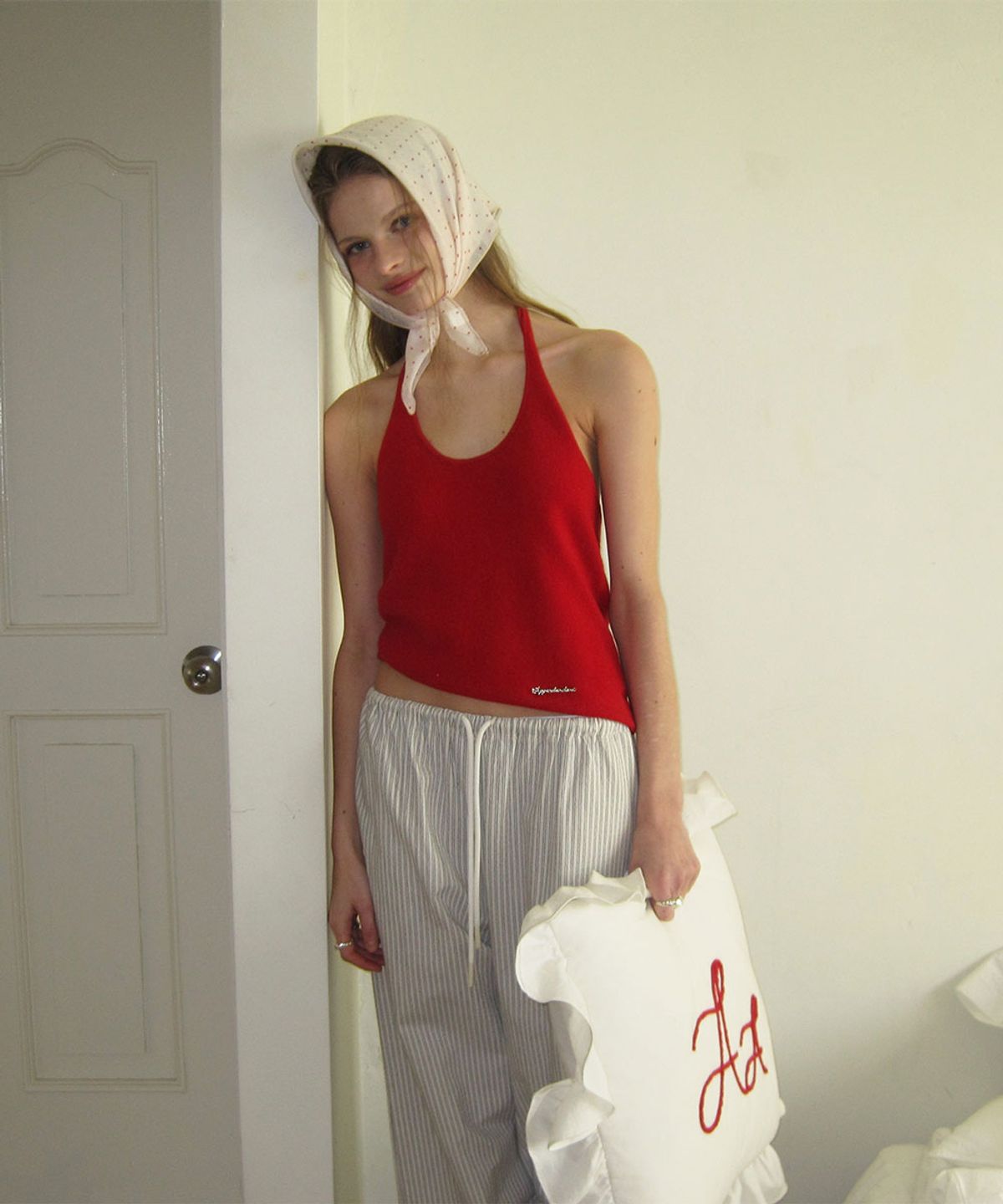 어패럴아카이브(APPAREL ARCHIVE) Hay wool halter layered sleeveless - Red