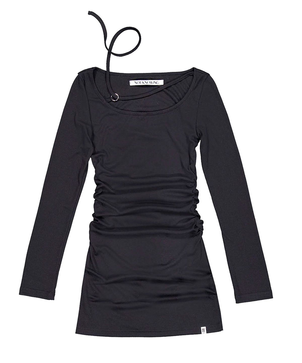 낫노잉(NOTKNOWING) Strap Shirring Top (BLACK)