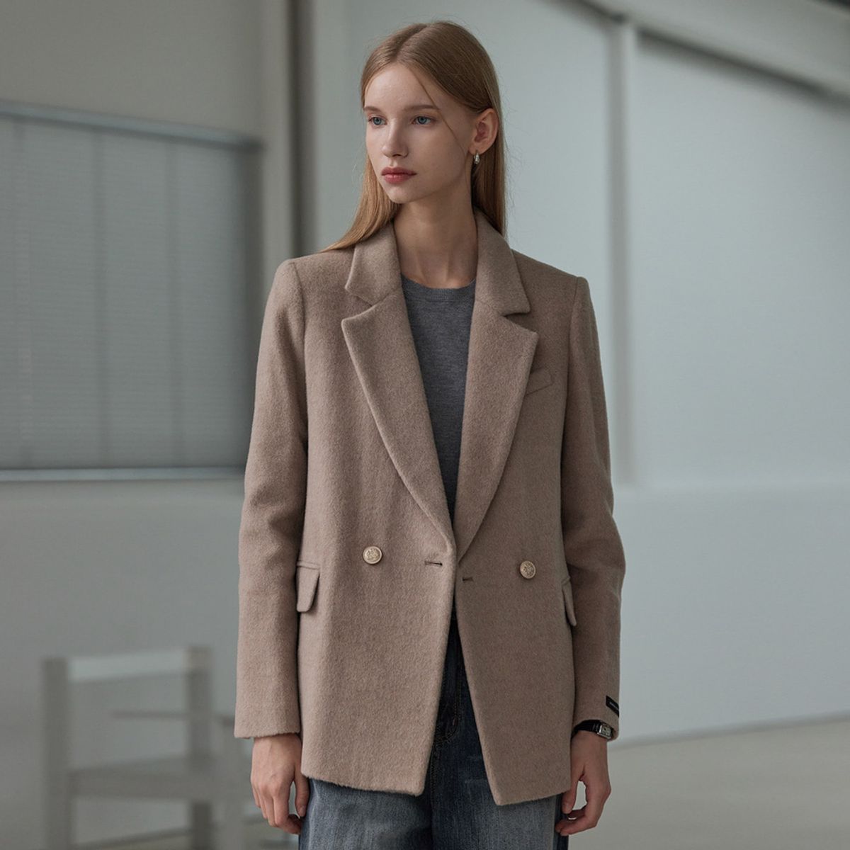 히이크(HYYK) Alpaca Tailored Jacket_Melange Beige