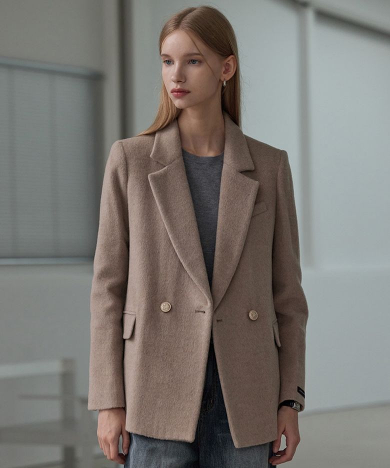 Alpaca Tailored Jacket_Melange Beige