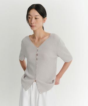 BOUCLE BUTTON KNIT CARDIGAN (PALE BLUE)