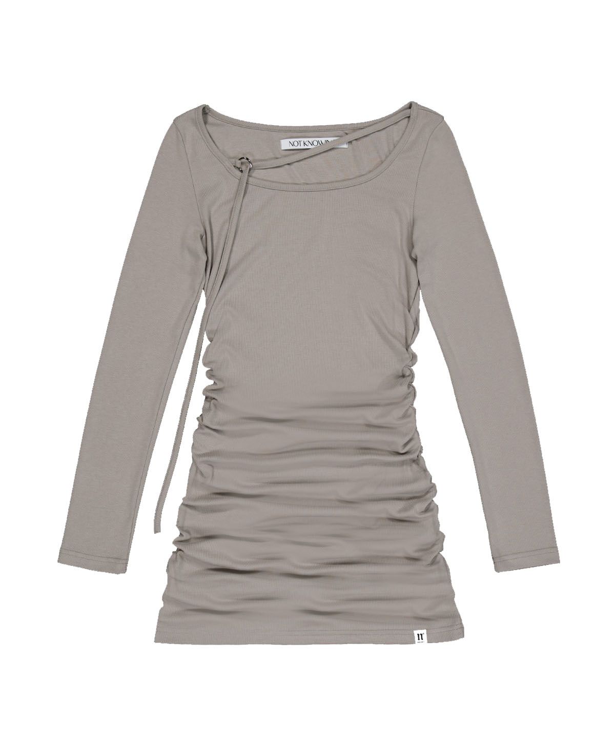낫노잉(NOTKNOWING) Strap Shirring Top  (BEIGE)