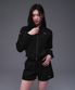W SYMBOL B TECH HOODIE ZIP-UP [BLACK]
