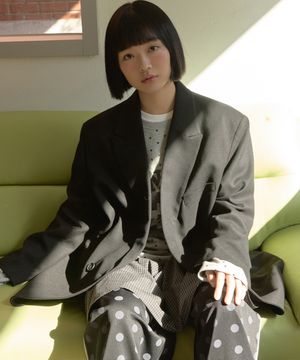 One button oversize jacket_black