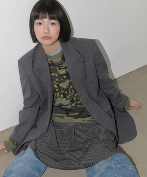 One button oversize jacket_charcoal