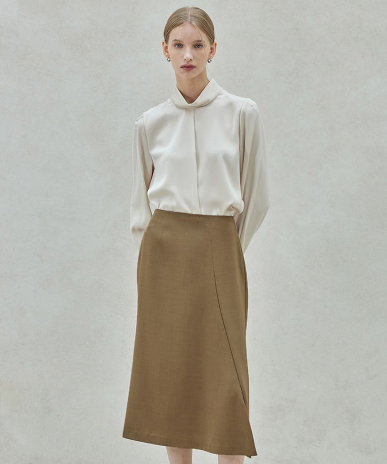 Fluid Semi A-Line Skirt_Light Camel