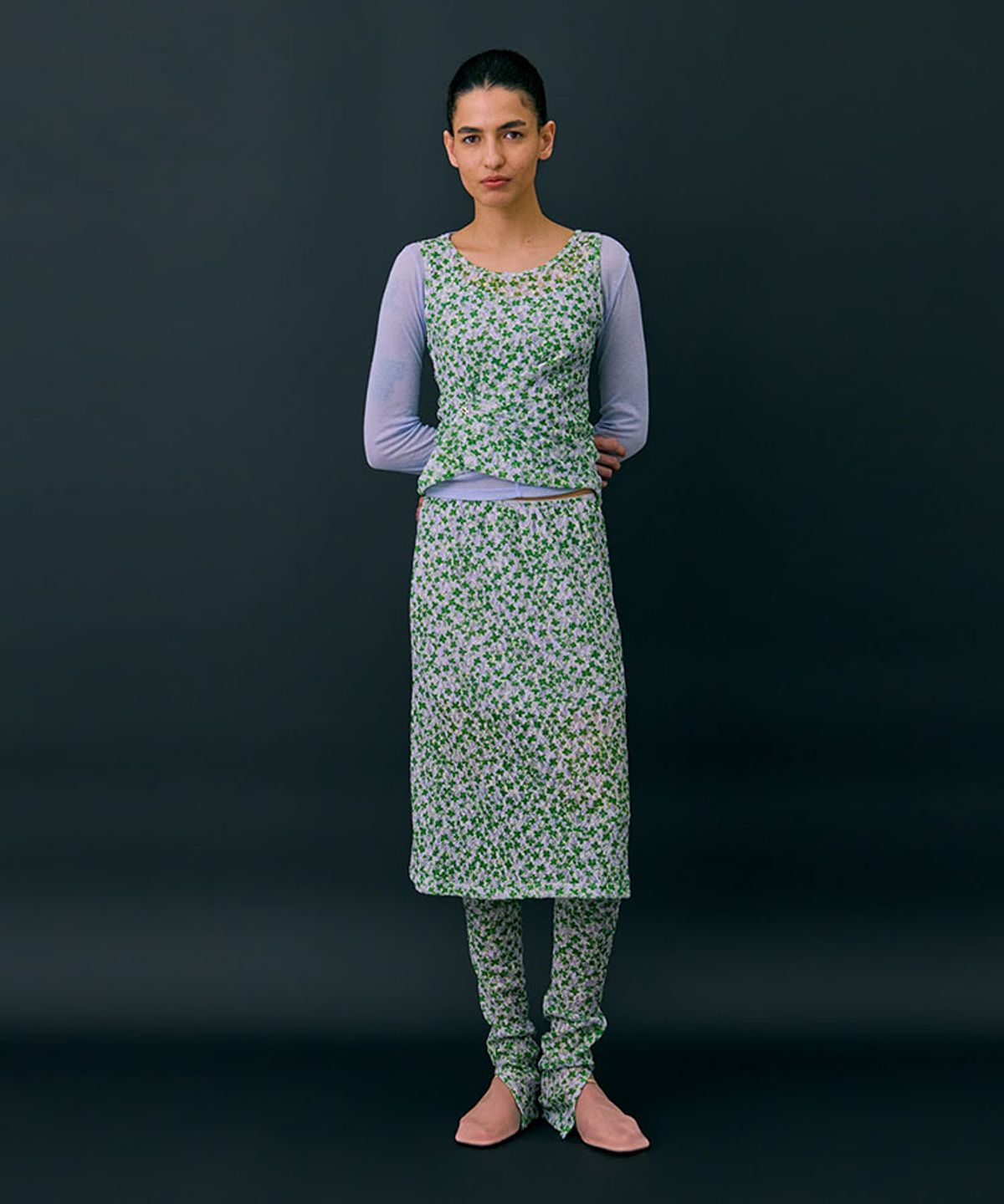 분더캄머(WNDERKAMMER) Floral Skirt_Green(플로랄 스커트_그린)