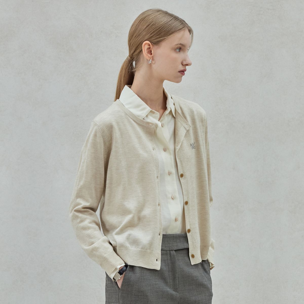 히이크(HYYK) Wool Round Cardigan_Ivory