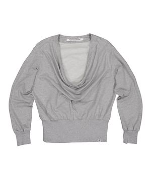 Deep Cowl Neck Sweatshirt (MELANGE GREY)