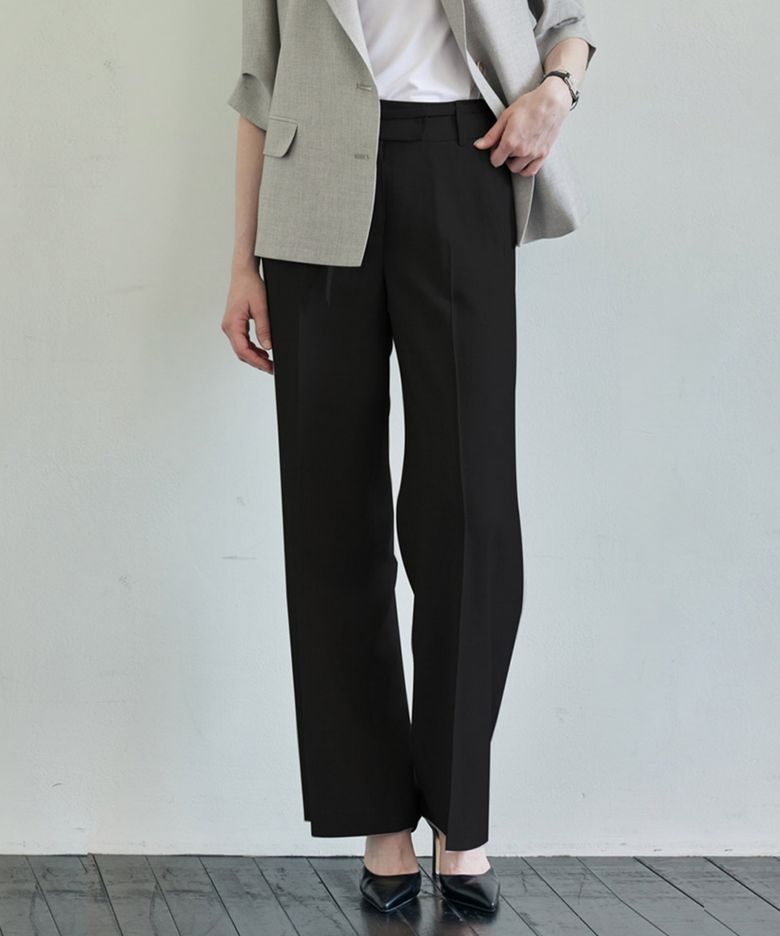 Slim Wide Natural Slacks_Black
