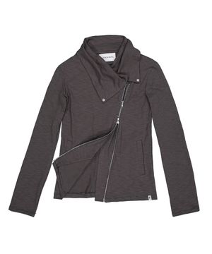 Drape Collar Zip Up (ASH BROWN)