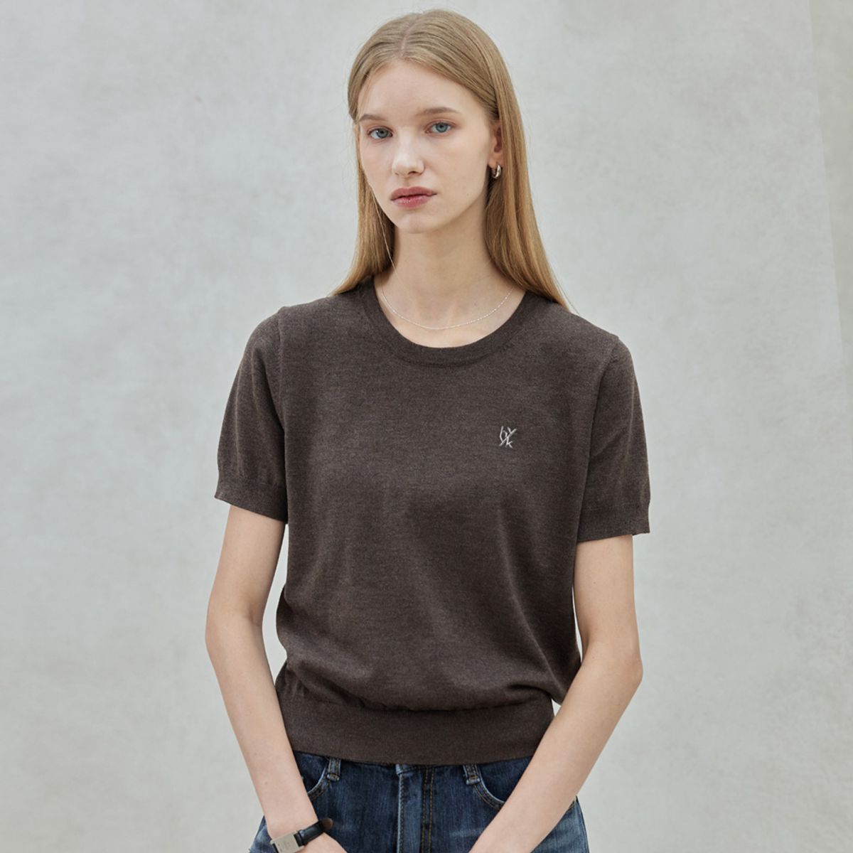 히이크(HYYK) Wool Round Half Pullover_Brown