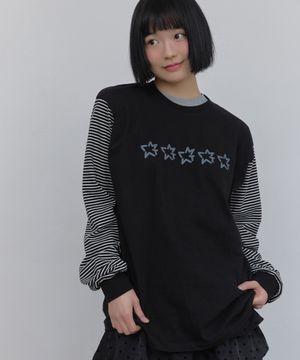 Star stripe long sleeve tee_black