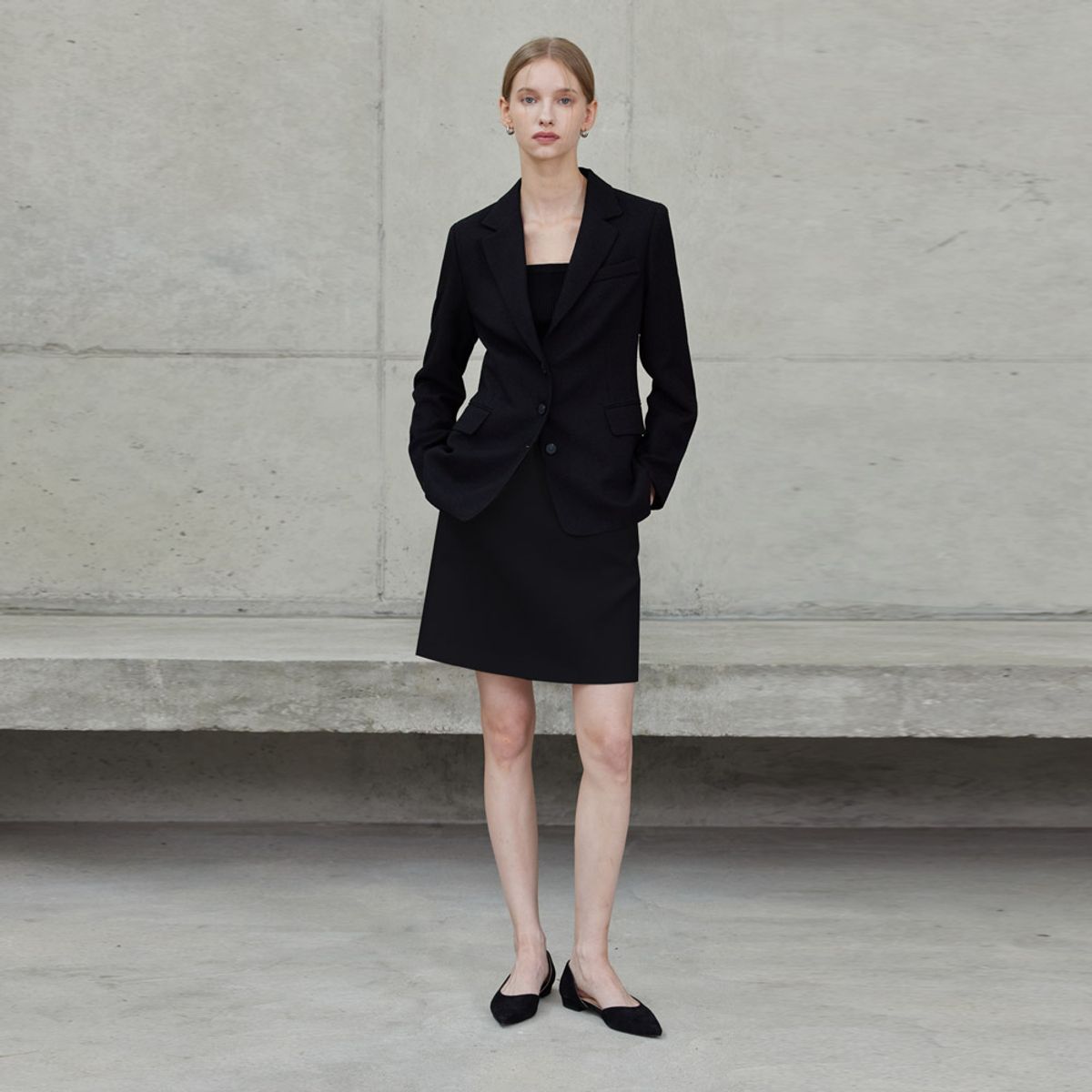 히이크(HYYK) Boucle Tweed Skirt_Black