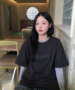 [SET] Logo layered t-shirt_charcoal