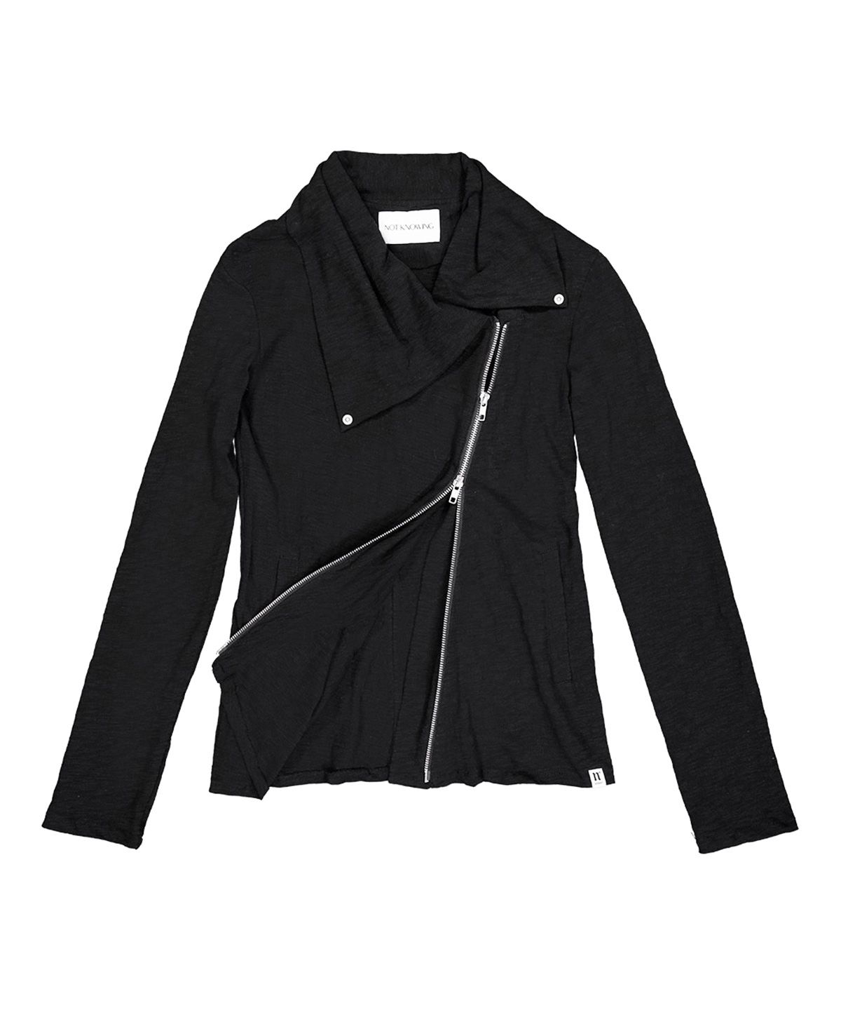 낫노잉(NOTKNOWING) Drape Collar Zip Up (BLACK)