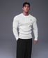 B PENDANT HENRY NECK MUSCLE FIT LONG SLEEVE [WHITE]