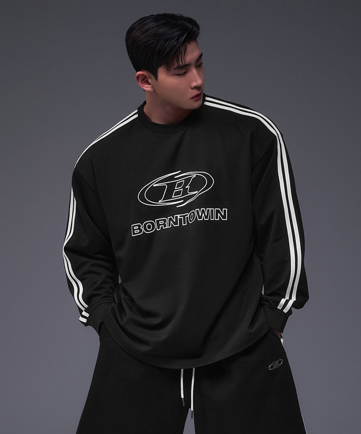 본투윈(BORN TO WIN) SYMBOL LOGO TRACK LONG SLEEVE [BLACK]