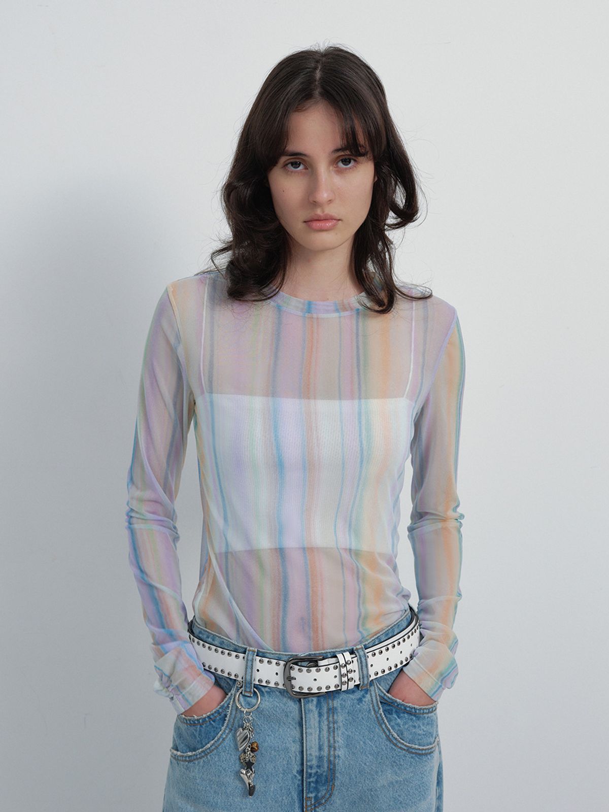 레이브(RAIVE) Rainbow Layered Top VW6SE341_2color