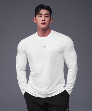 SILVER B LOGO MUSCLE FIT LONG SLEEVE [WHITE]