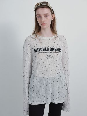 Dot Glitched Dreams Long Sleeve T-shirts in L/Grey VW6SE240-11