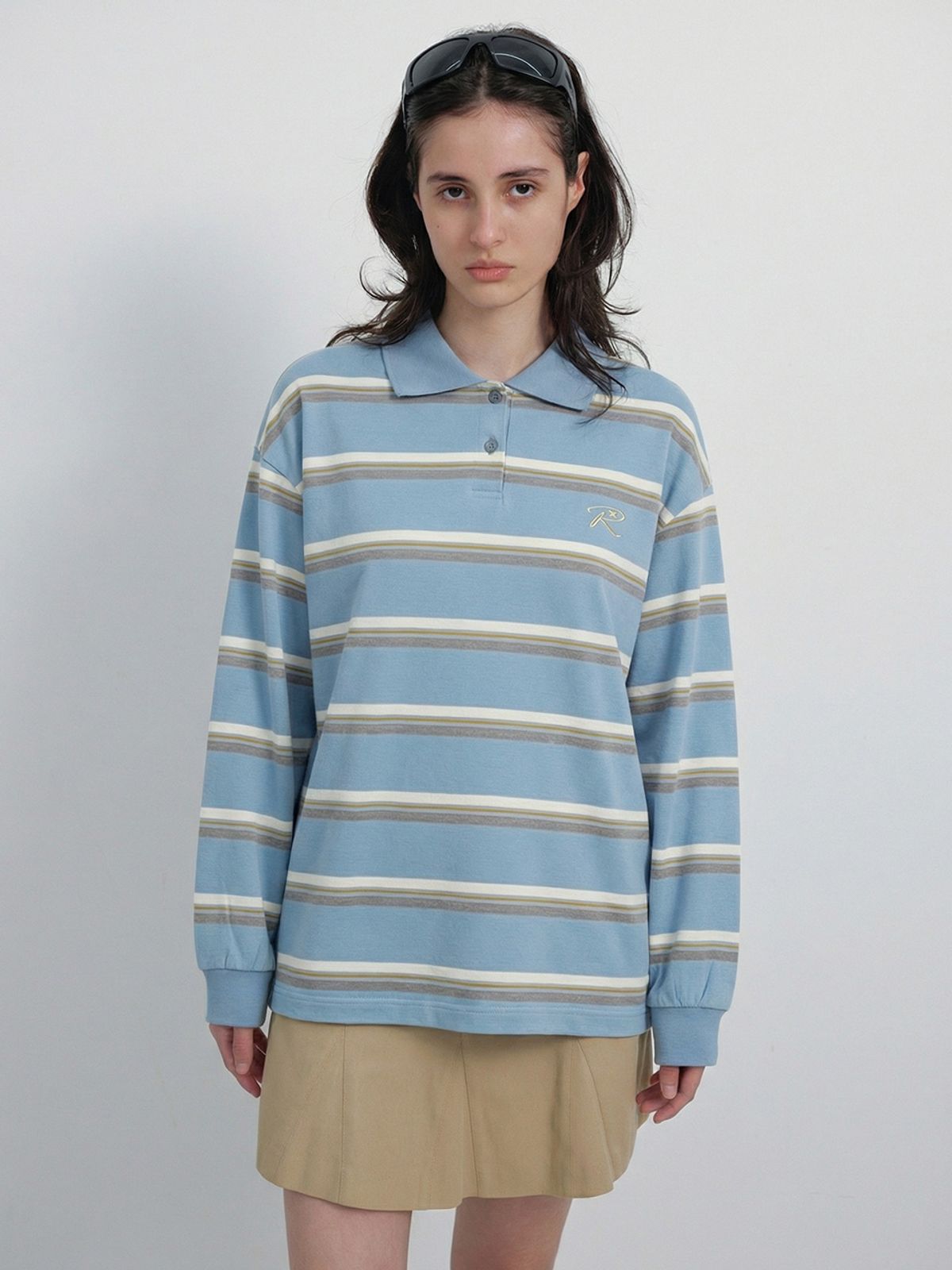 레이브(RAIVE) Striped Oversized Polo T-shirts VW6SE234_3color