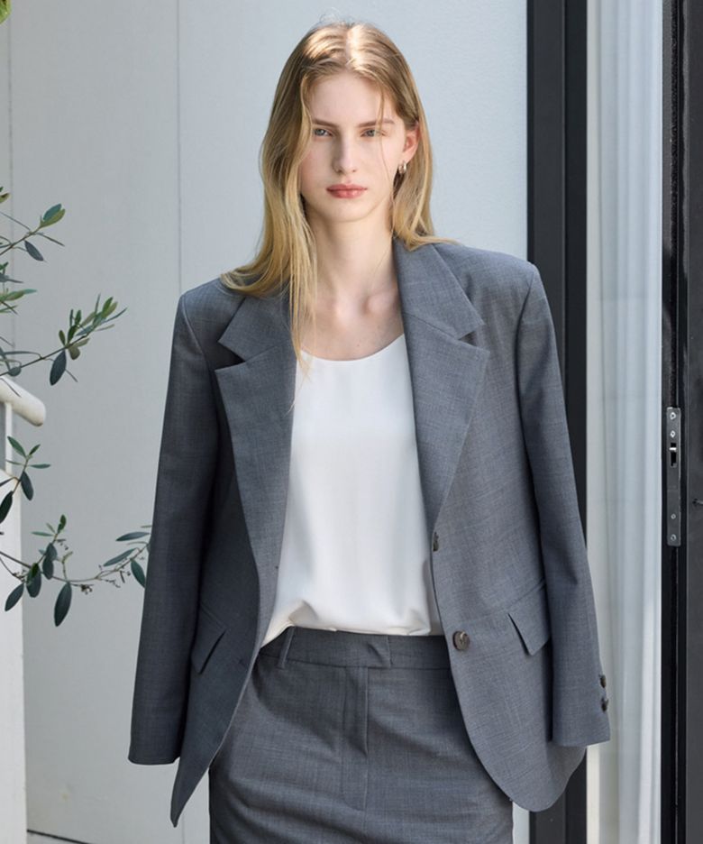 Wool Single Tailored Jacket_Deep Charcoal