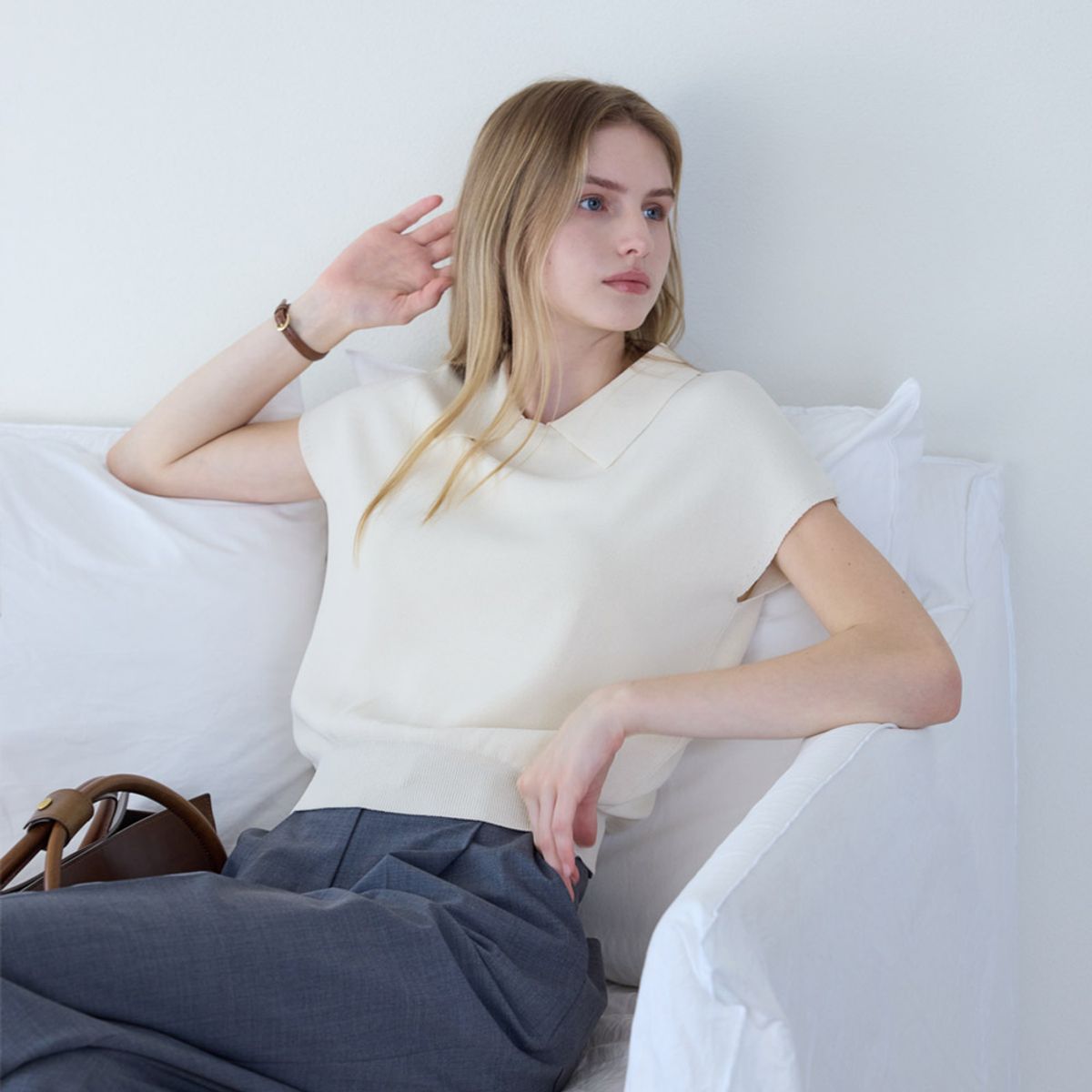 히이크(HYYK) Collar Two-way Knit_Cream