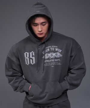 85 PIGMENT SEMI OVER FIT HOODIE [CHARCOAL]