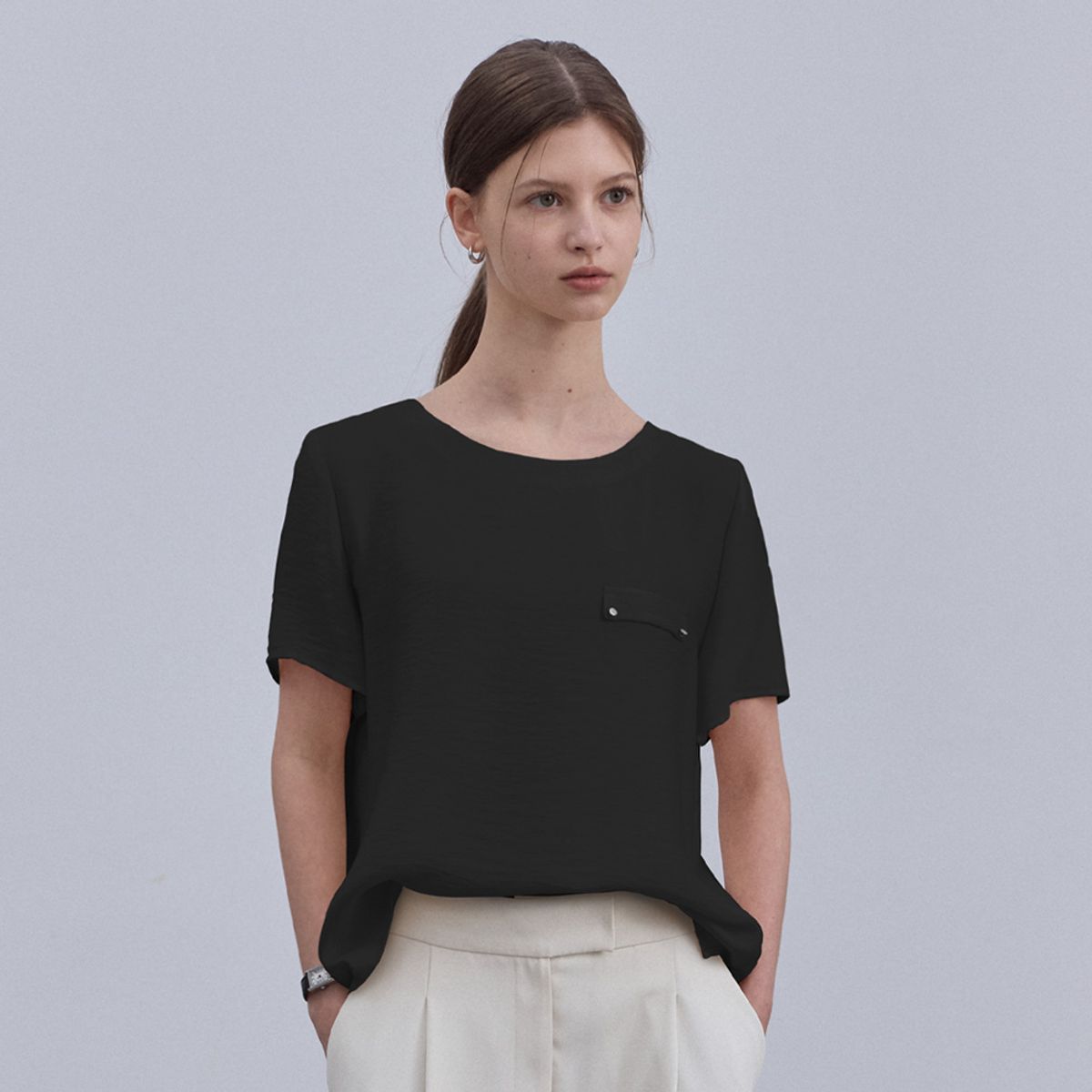 히이크(HYYK) Modal Minimal Blouse_Black