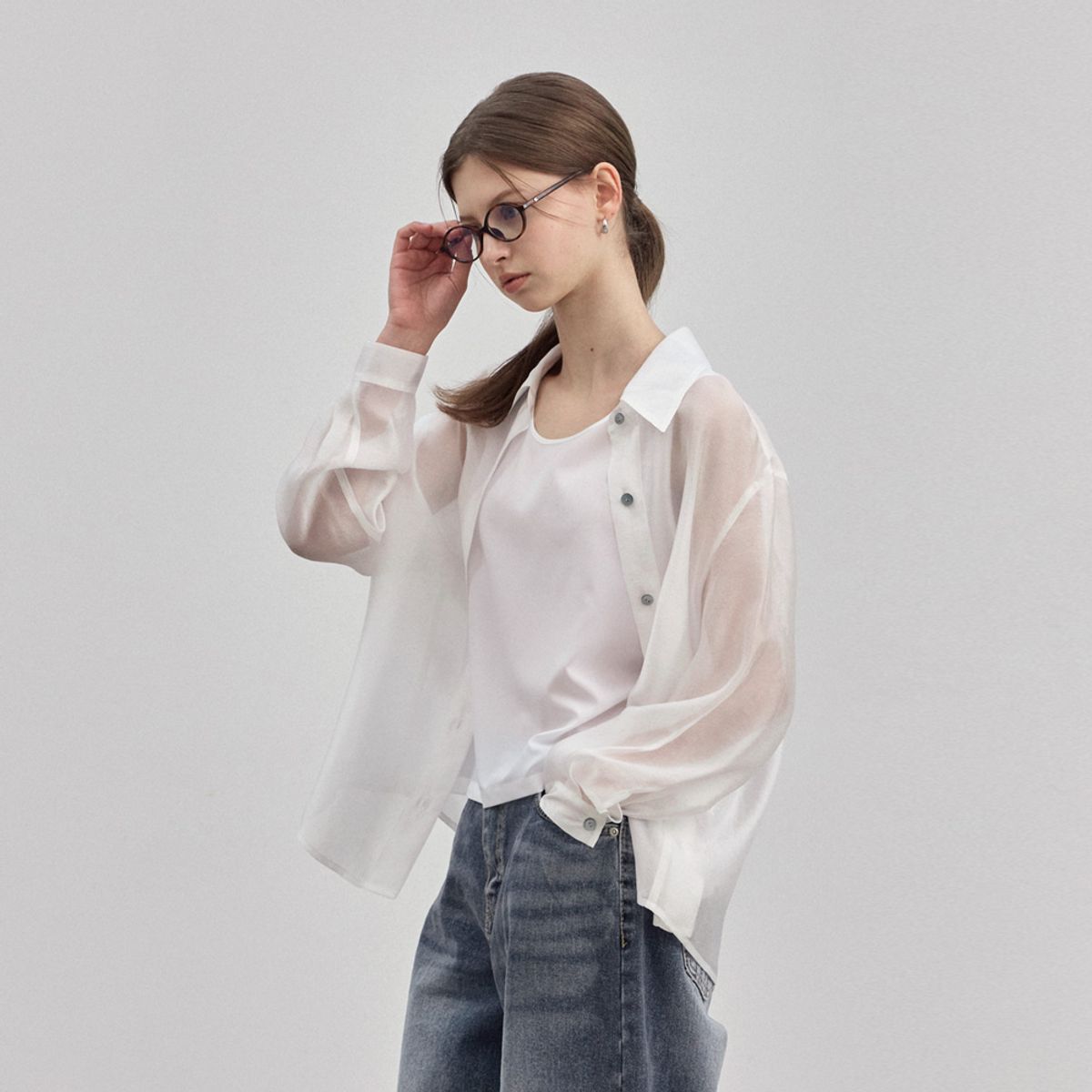 히이크(HYYK) Layered Sleeveless Blouse Set_White