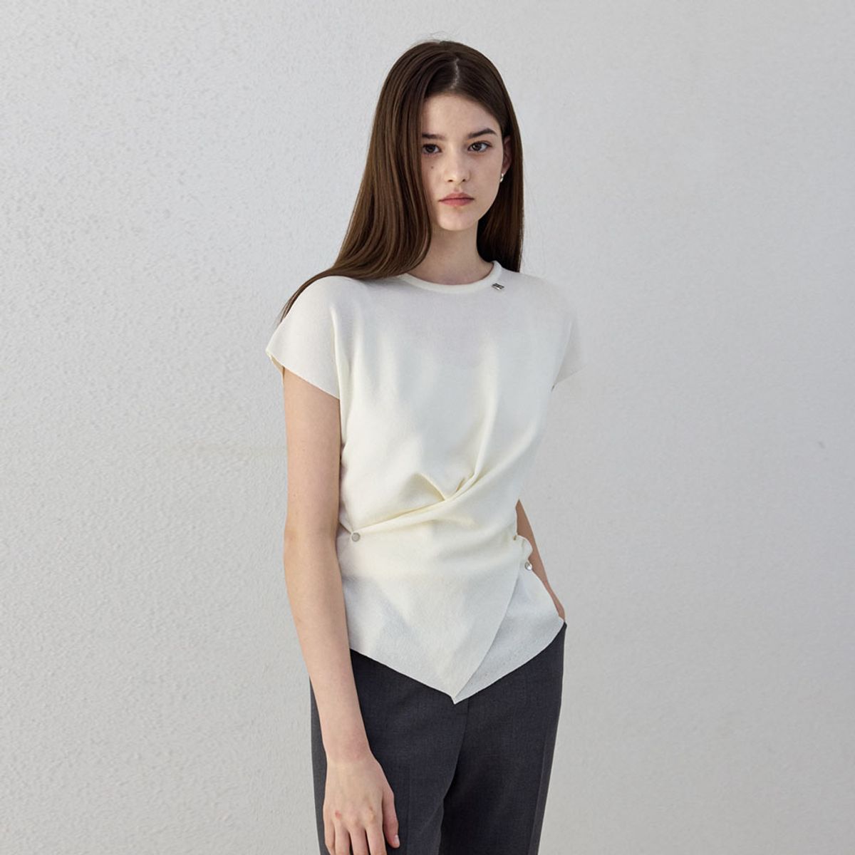 히이크(HYYK) Cross Drape Knit_Lemon Cream
