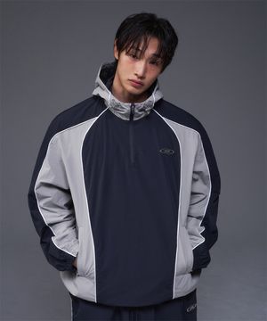 NYLON BLOCK ANORAK JACKET [NAVY]