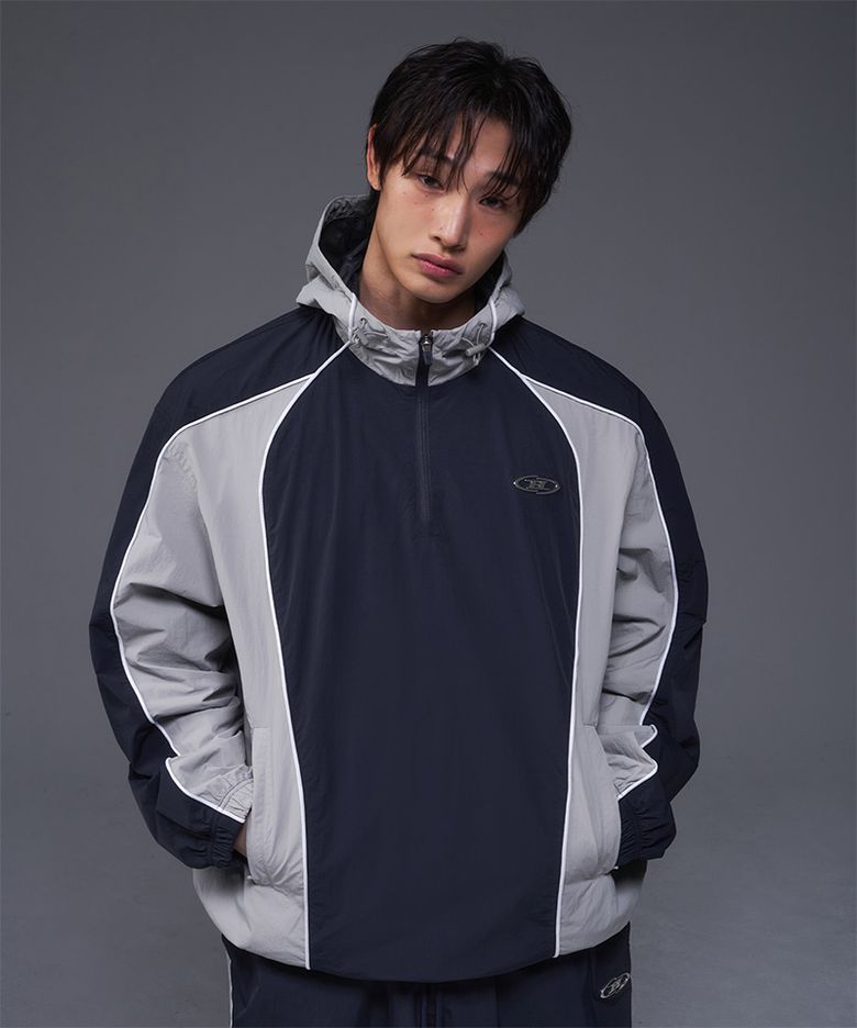 NYLON BLOCK ANORAK JACKET [NAVY]