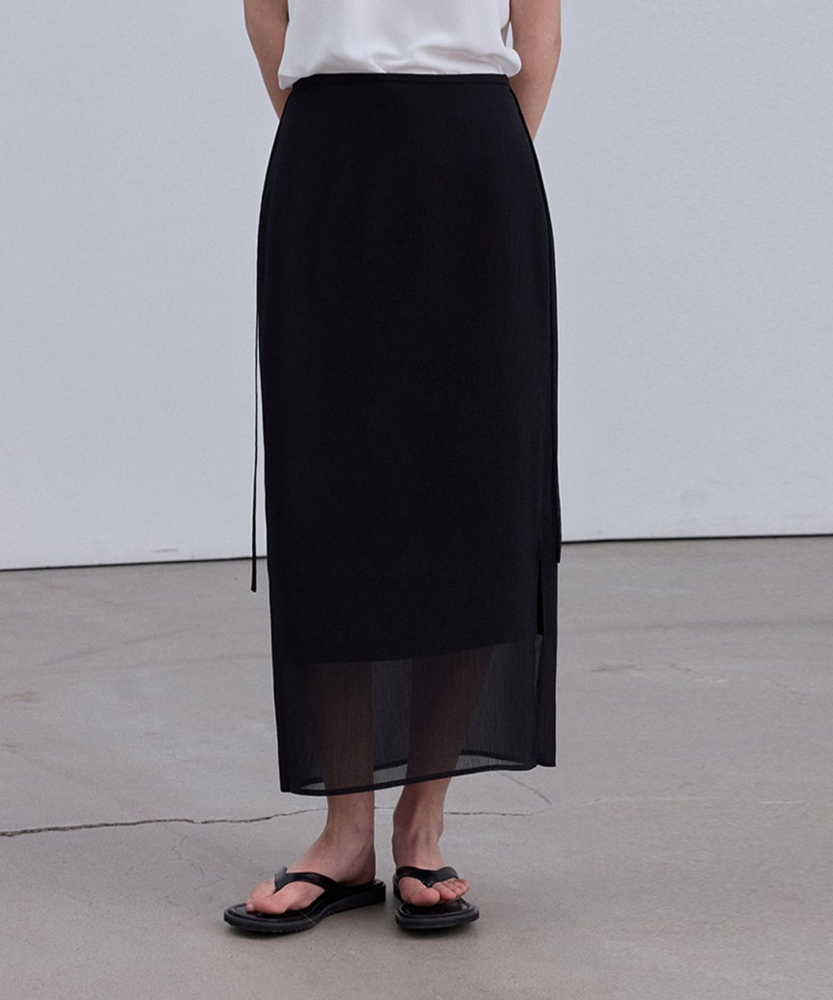히이크(HYYK) Sheer Layering Skirt_Black