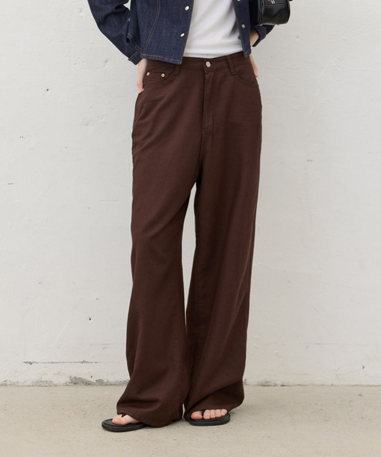 Washed Cotton Slacks_Choco Brown