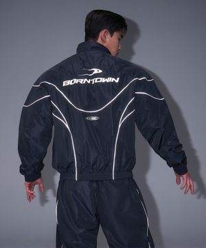 WOVEN PIPING TRACK JACKET [NAVY]