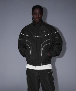 WOVEN PIPING TRACK JACKET [BLACK]
